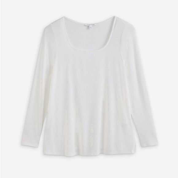 41‎ Hawthorn Garcelle Soft Square Fitted Rib Knit Top White M NWOT - Picture 1 of 4